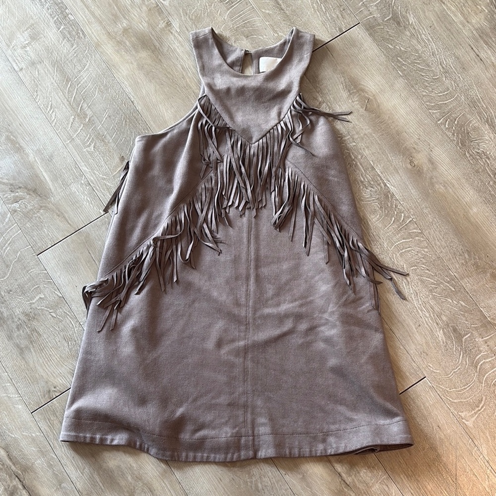 J.O.A. Taupe Fringe Dress